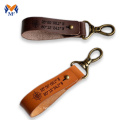 Leather keychain strap with coordinates